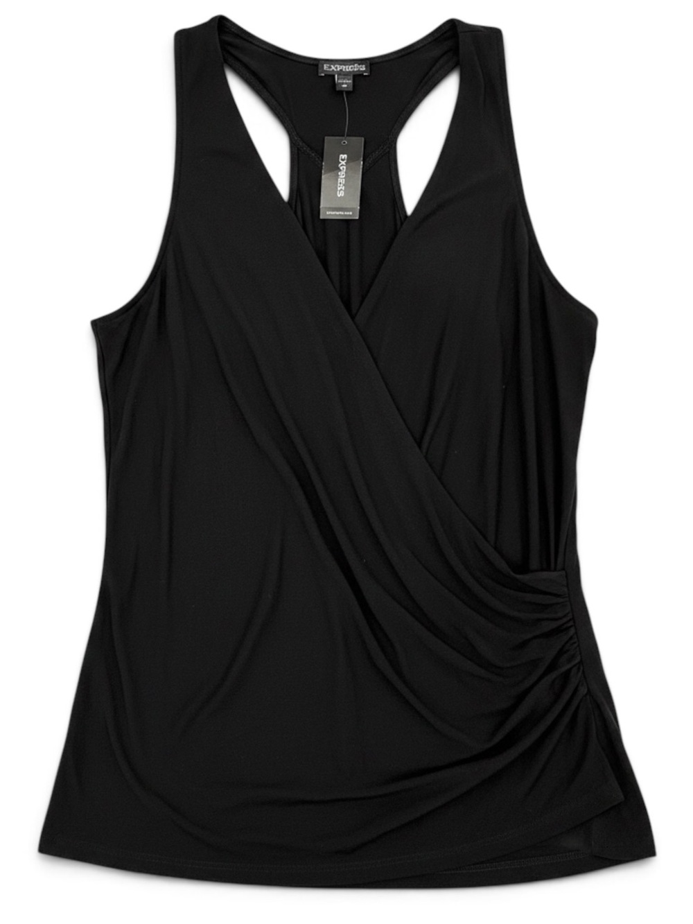 Express Black Draped Surplice Racerback Camisole Top Front Snap Closure | NWT